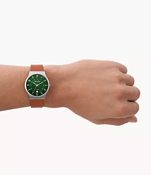 Sundby Three-Hand Date Luggage Leather Watch