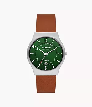 Sundby Three-Hand Date Luggage Leather Watch
