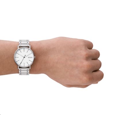 Signatur Three-Hand Silver Stainless Steel Bracelet Watch