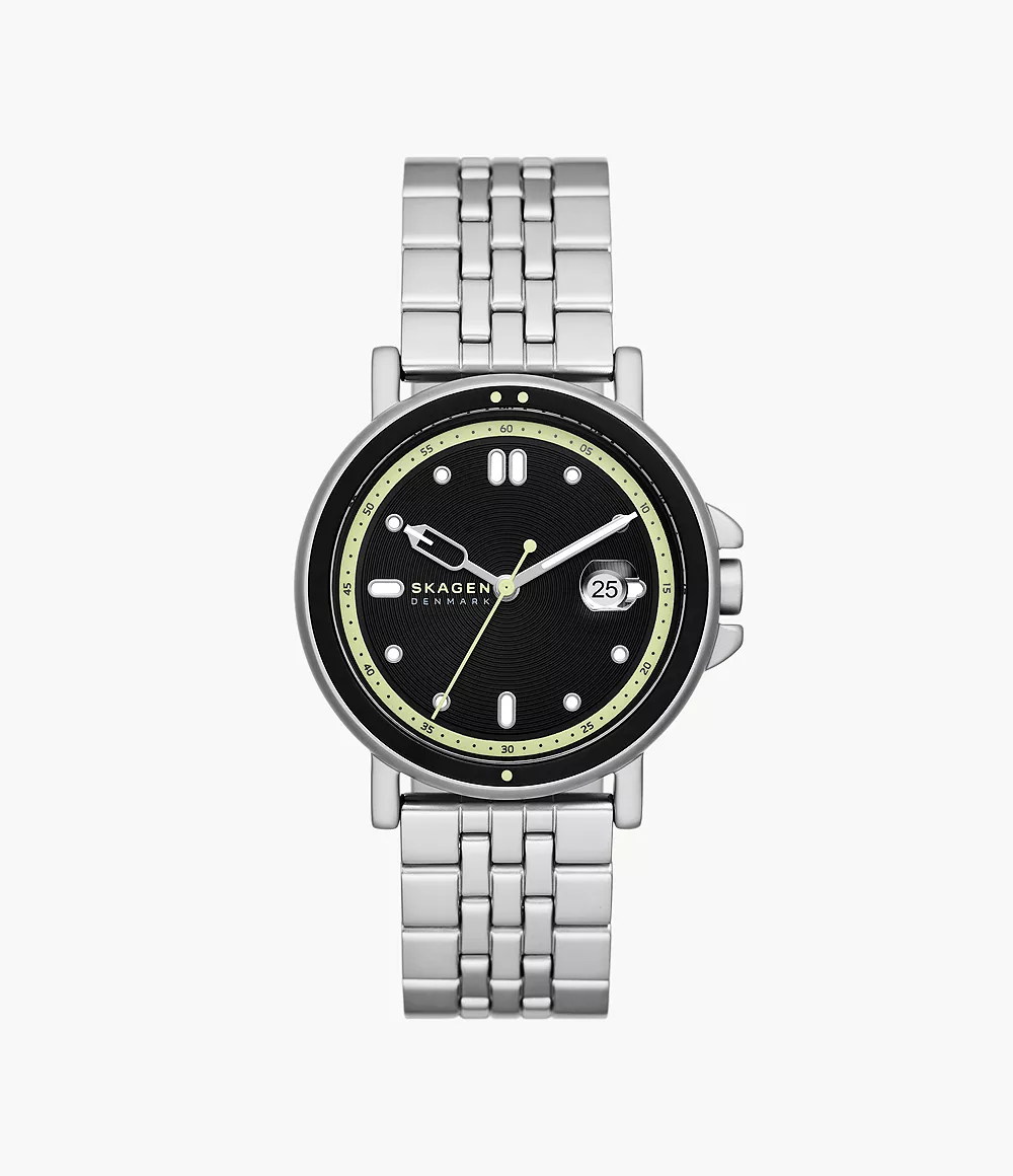 Skagen Men’s Signatur Sport Three-Hand Date Silver Stainless Steel Bracelet Watch