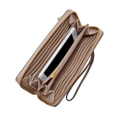 Logan RFID Zip Around Clutch Fossil