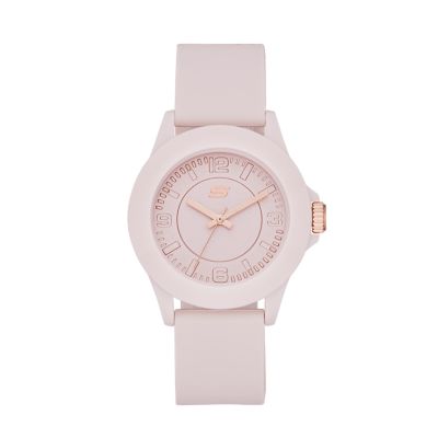 Skechers Rosencrans 40MM Quartz Analog Watch with Silicone Strap and Plastic Case, Blush and Rose Gold Tone