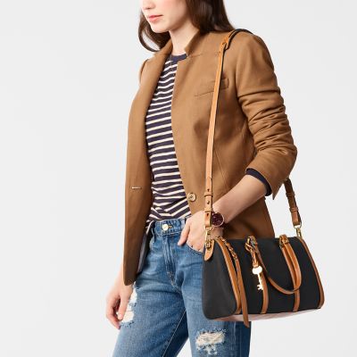 Fossil kendall leather satchel sale