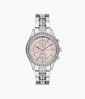 Relic by Fossil Camila Multifunction Silver-Tone Metal Glitz Watch
