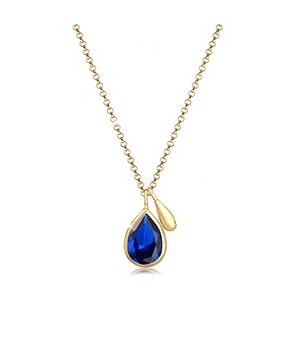Elli PREMIUM Blue Synthetic Sapphire Gold-plated 925 Sterling Silver Necklace