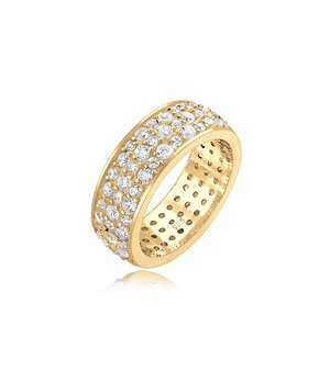 Elli PREMIUM White Zirconia Gold-plated 925 Sterling Silver Ring