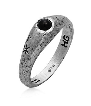 HAZE & GLORY Schwarz Onyx 925er Sterling Silber Edelstein Ring