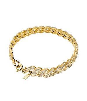 Michael Kors Statement Link 14k Gold-Plated Sterling Silver Pavé Curb Chain Line Bracelet