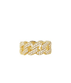 Michael Kors Statement Link 14k Gold-Plated Sterling Silver Frozen Pavé Curb Chain Ring