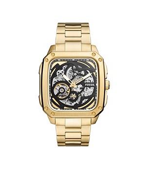 Fossil Inscription Automatic Gold-Tone Stainless Steel Mens Watch