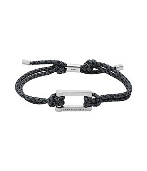 Bracelet Armani Exchange en nylon, noir et gris
