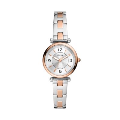 Fossil Carlie Three-Hand Two-Tone Stainless Steel Womens Watch