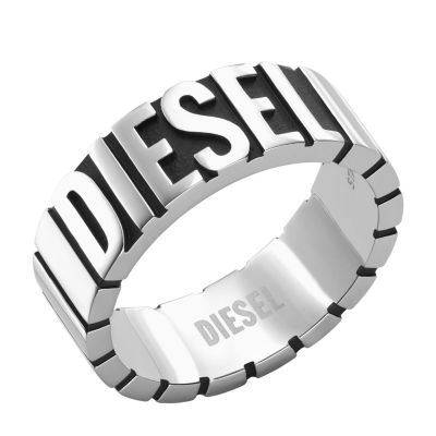 Bague Diesel en acier inoxydable, noir