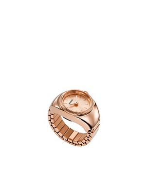 Fossil Two-Hand Rose Gold-Tone Stainless Steel Womens Watch Ring