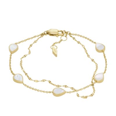 Fossil Teardrop White Mother of Pearl Chain Bracelet