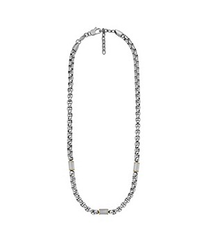 Fossil All Stacked Up Two-Tone Stainless Steel Chain Necklace