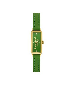 kate spade new york rosedale three-hand green leather womens watch