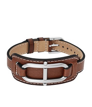 Fossil Heritage D-Link Medium Brown Leather Strap Bracelet