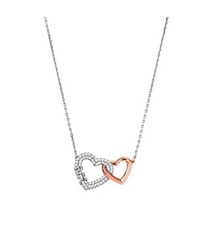 Michael Kors Two-Tone Pavé Interlocking Heart Necklace