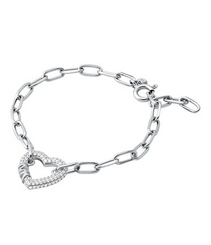 Michael Kors Sterling Silver Pavé Heart Chain Bracelet