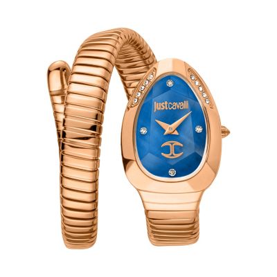 Just Cavalli Signature Snake Glam Evo 4 Solo Montre pour femme à quartz analogique en acier inoxydable doré rose