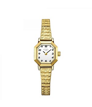 Rotary Expander Quartz Gold Gold Plated Stainless Steel Womens Watch