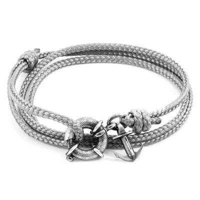 ANCHOR ET CREW Bracelet Ancre Clyde Argent Et Corde Grise Classique