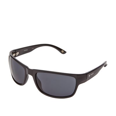 Fossil Outlet Men's Wrap Sunglasses - Black