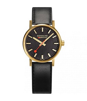 Mondaine Evo2 Gold 30 Mm Quartz Black Plated Stainless Steel Watch