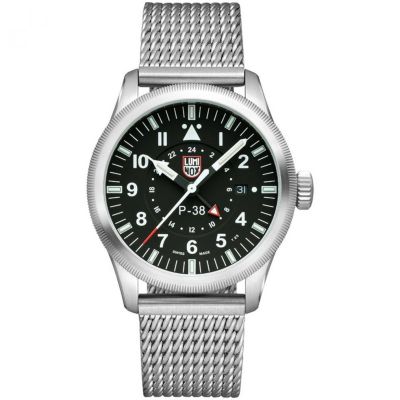 Luminox P-38 Lightning Gmt 9520 Series Quartz Silver Stainless Steel Mens Watch