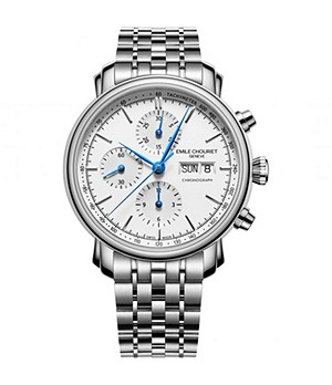 Emile Chouriet Classic Chronograph Automatic Silver Stainless Steel Mens Watch