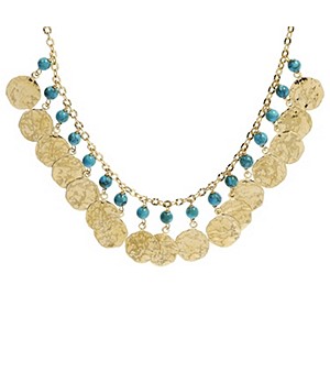 ETRUSCA GIOIELLI Necklace 18kt Gold Plated with Hard Stones and Hammered Discs