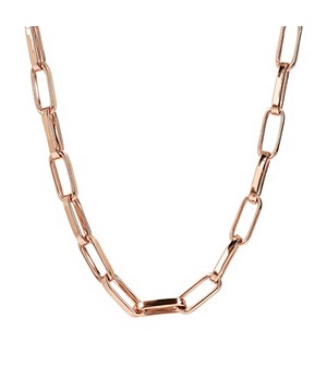 Bronzallure 18Kt Rose Gold Plated Bold Forzatina Chain Necklace