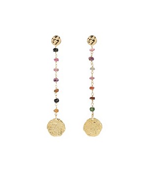 ETRUSCA GIOIELLI Tourmaline And Hammered Discs Drop Earrings