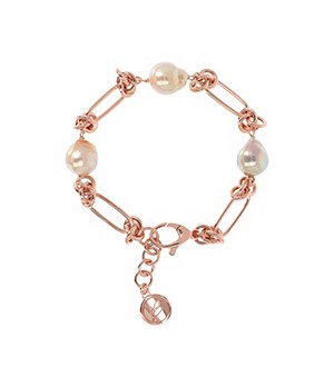 Bronzallure Multicolor Pearl 18Kt Rose Gold Plated Bracelet