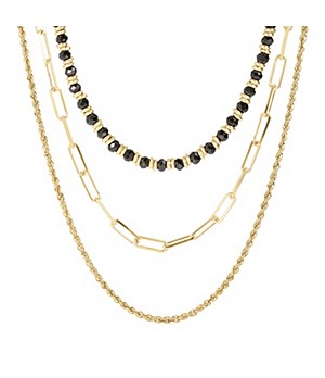 ETRUSCA GIOIELLI Three Strands Necklace with Black Spinel