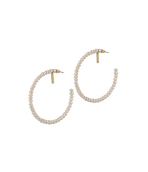 Ivy White Pearl Gold Brass Divine Hoops