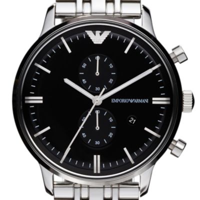 Montre chronographe en acier inoxydable pour hommes Emporio Armani