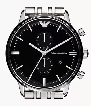 Montre chronographe en acier inoxydable pour hommes Emporio Armani