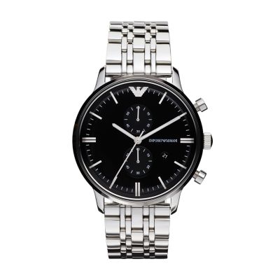 Montre chronographe en acier inoxydable pour hommes Emporio Armani