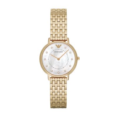 Emporio Armani Women's Two-Hand Gold-Tone Stainless Steel Watch - Gold