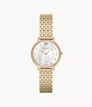 Emporio Armani Women's Two-Hand Gold-Tone Stainless Steel Watch