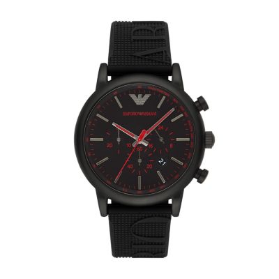 Chronograph Black Silicone Watch 