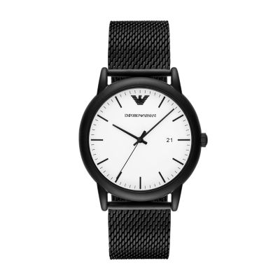 emporio armani black stainless steel watch