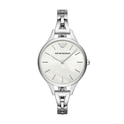 emporio armani women's silver watch