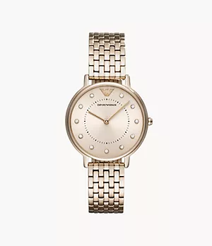 Emporio Armani Women's Two-Hand Pink Stainless Steel Watch