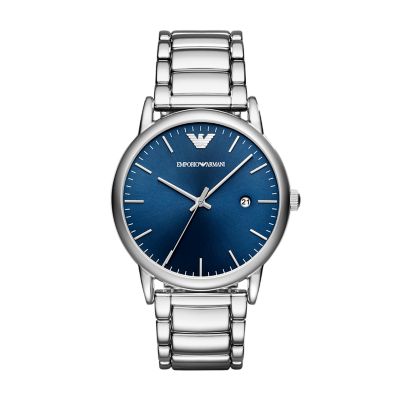 silver armani watch mens