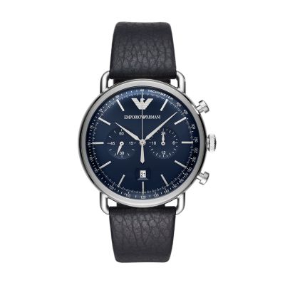 Emporio Armani Men s Chronograph Black Leather Watch AR11143 Watch Station