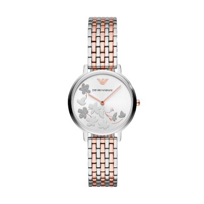 emporio armani two tone watch women's