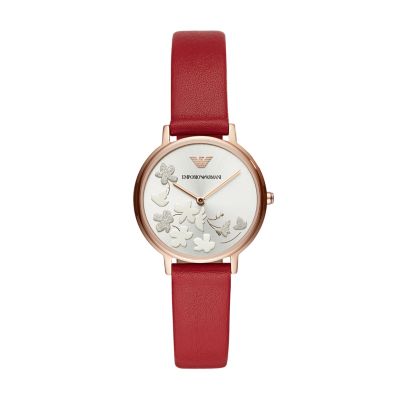 emporio armani watches red strap